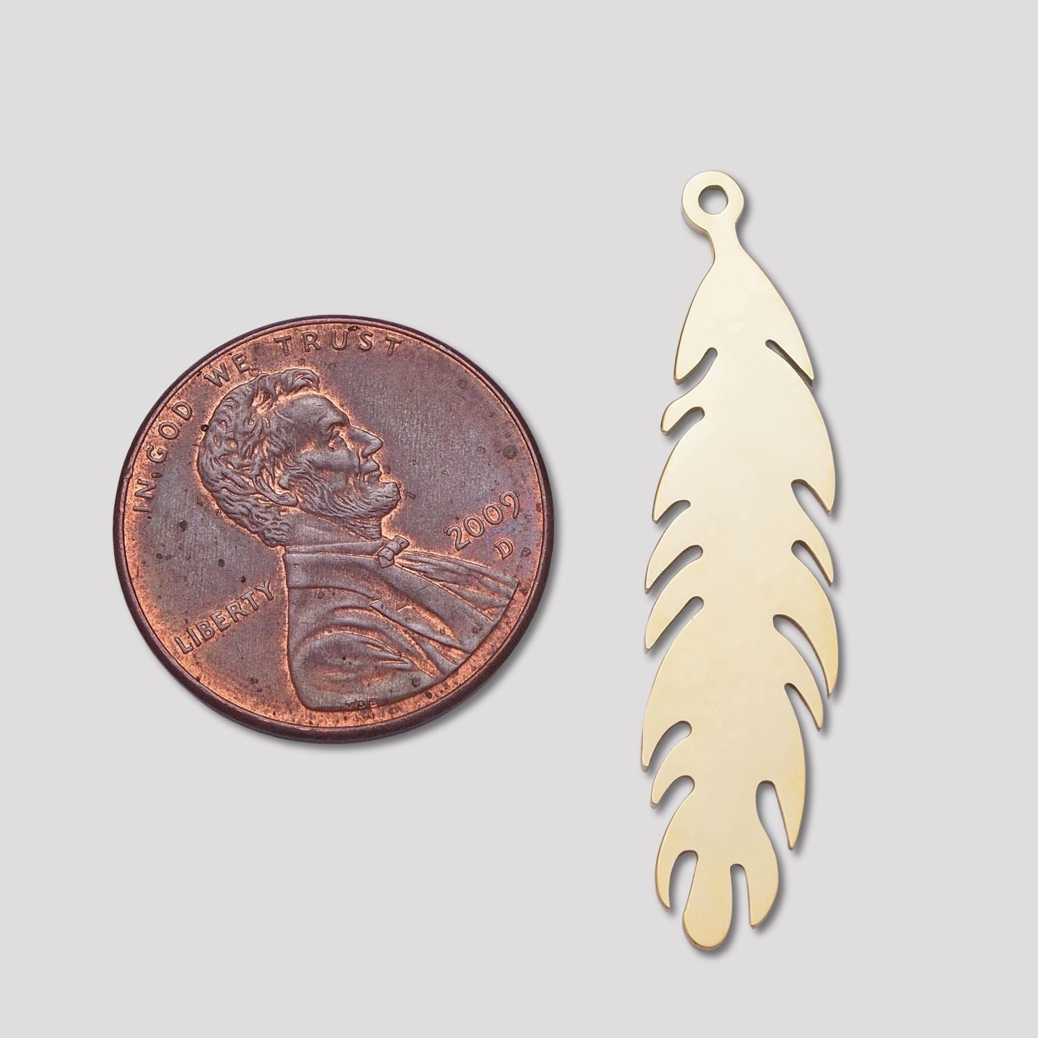 Launch Promo: 24K Gold PVD Stainless Steel Classic Feather Pendant in Gold & Silver | Sold Each