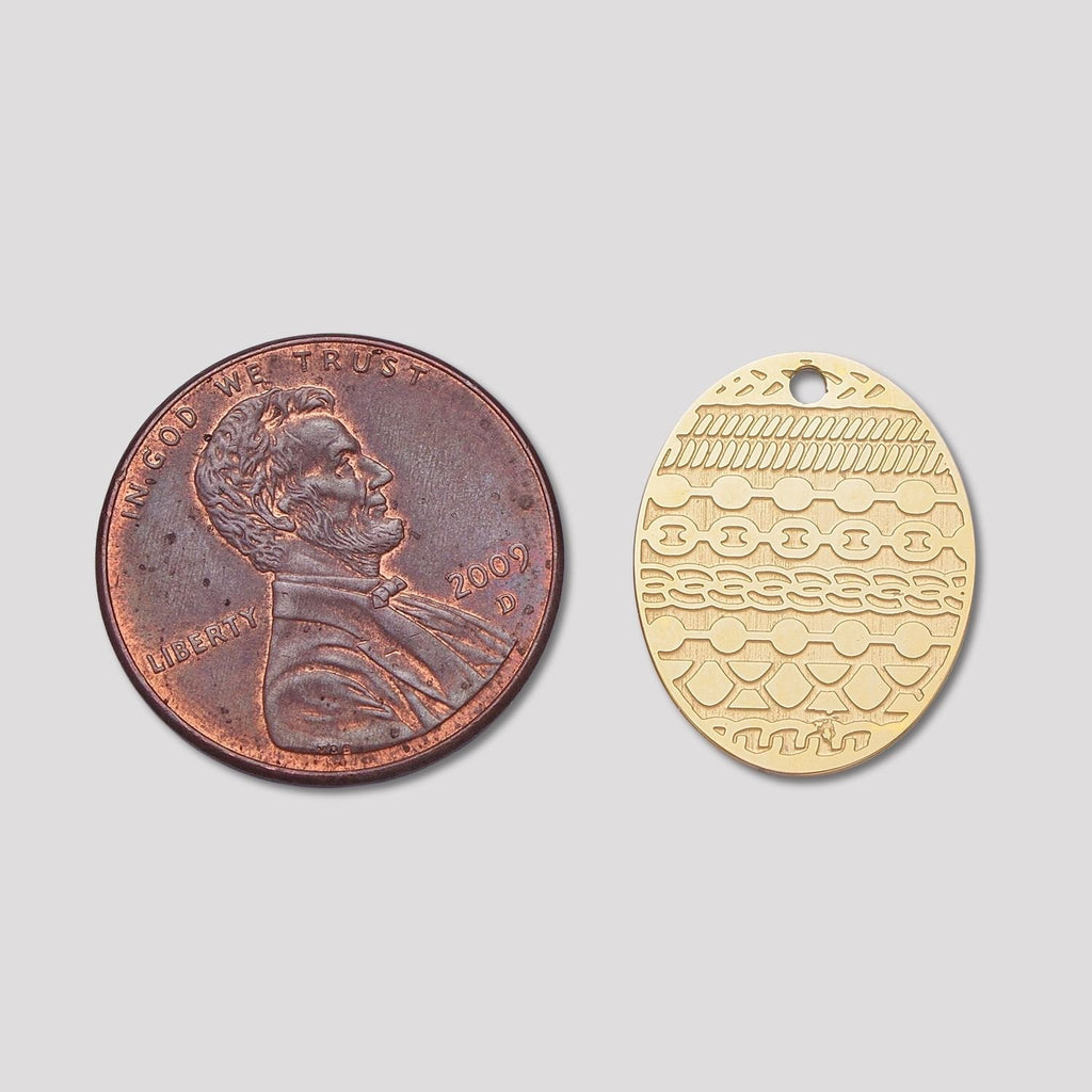 Launch Promo: 24K Gold PVD Stainless Steel Vintage Engraved Texture Oval Medallion Pendant | Sold Each