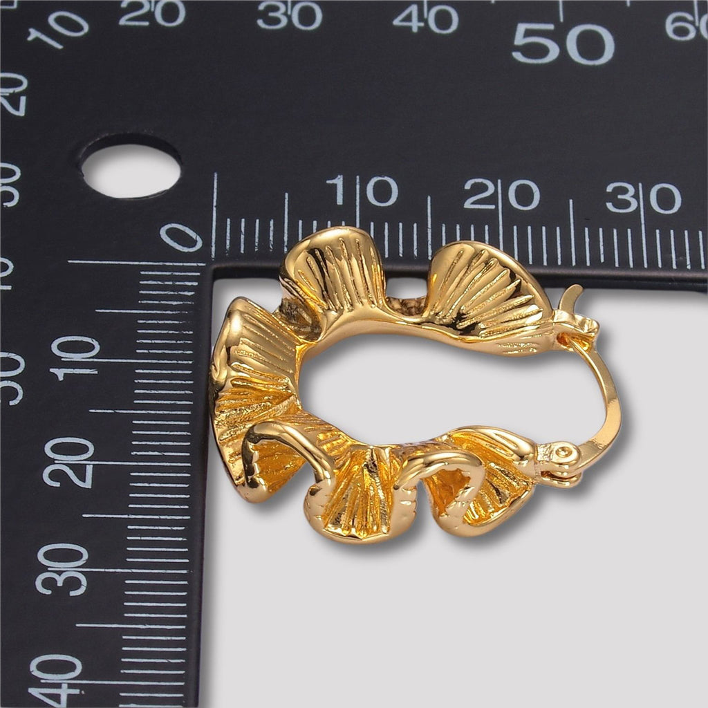 Launch Promo: 24K Gold PVD Stainless Steel Ribbed Irregular Ribbon Hoop Earring | Sold Each