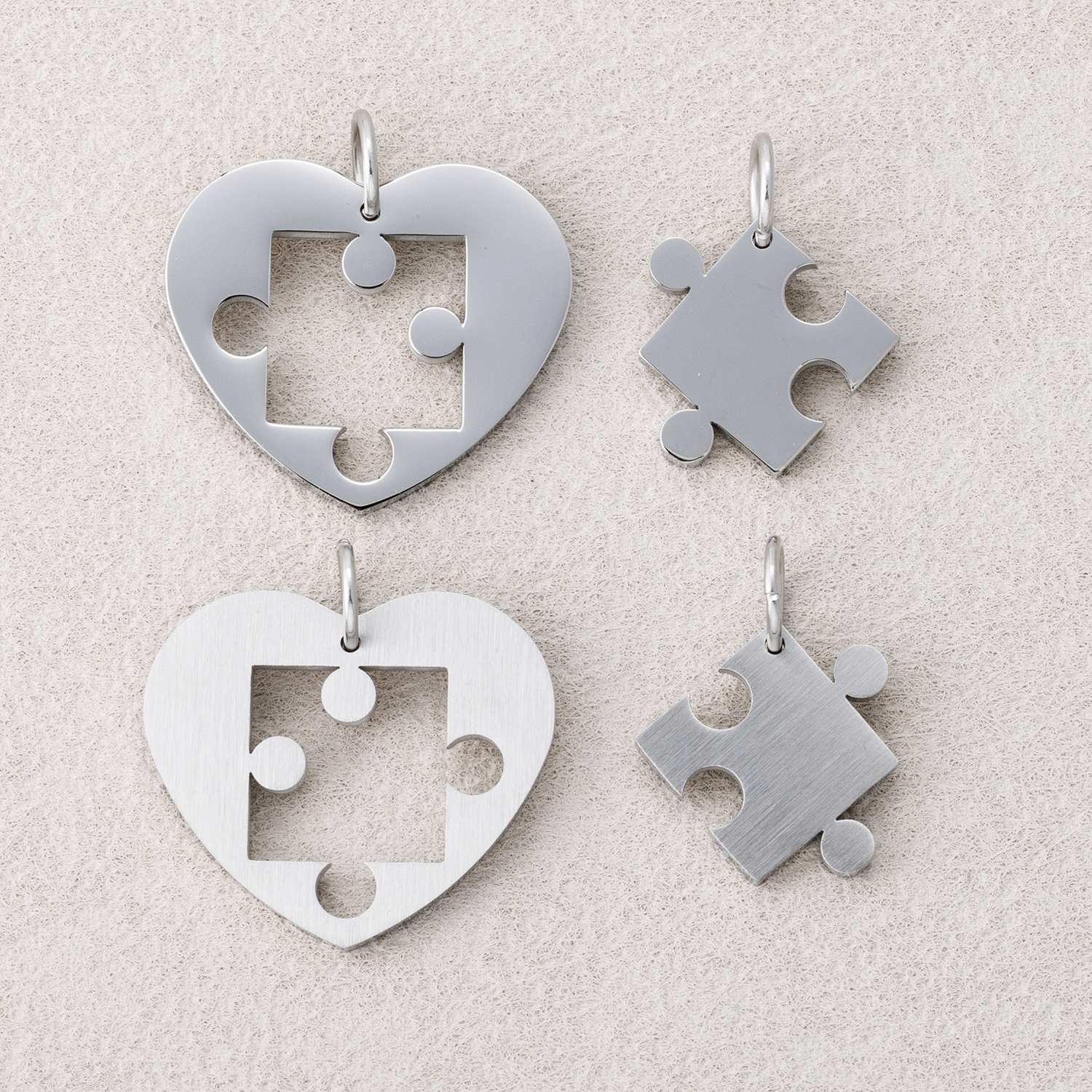 Launch Promo: Gold PVD Stainless Steel Puzzle Piece Heart Pendant Set for Couples | Sold Each