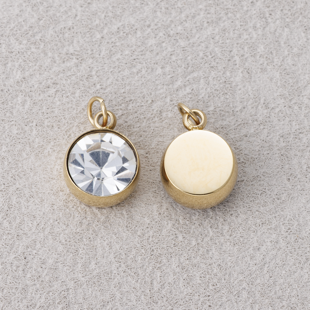 Launch Promo: 14K Gold PVD Stainless Steel Clear CZ Round Mini Charm | Sold Each
