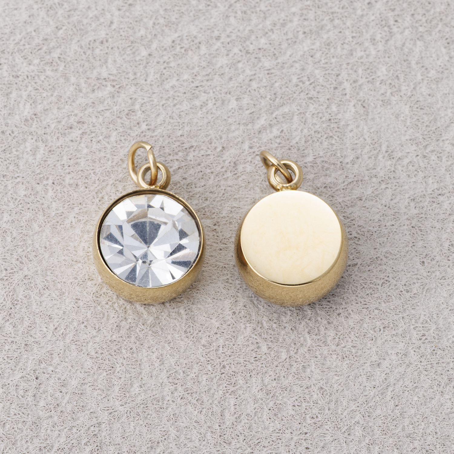 Launch Promo: 14K Gold PVD Stainless Steel Clear CZ Round Mini Charm | Sold Each