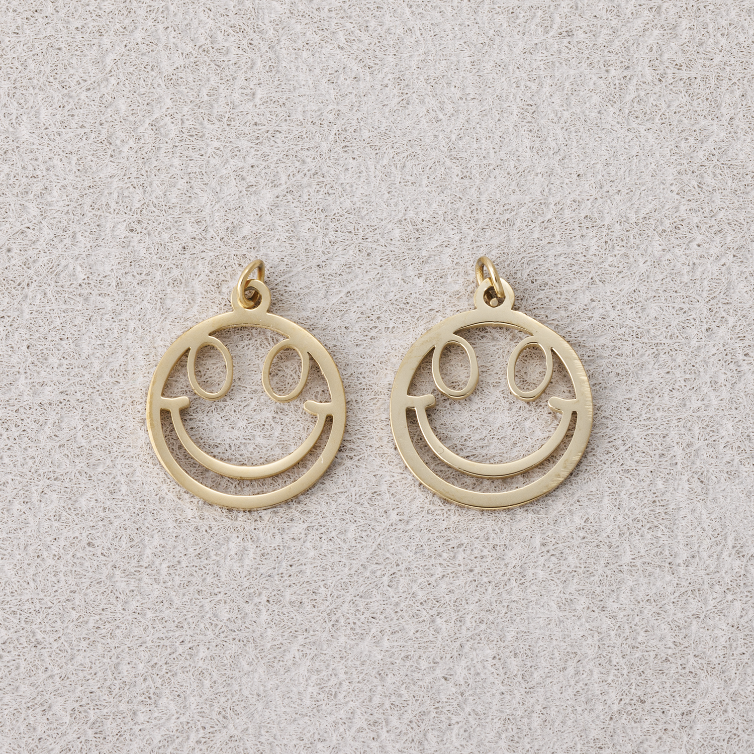 Launch Promo: 14K Gold PVD Stainless Steel Open Circular Smiley Emoticon Charm | Sold Each