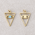 Launch Promo: 14K Gold PVD Stainless Steel Blue Triangle Evil Eye Enamel Charm | Sold Each