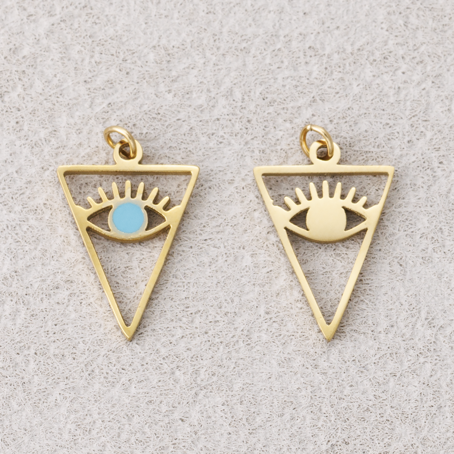 Launch Promo: 14K Gold PVD Stainless Steel Blue Triangle Evil Eye Enamel Charm | Sold Each