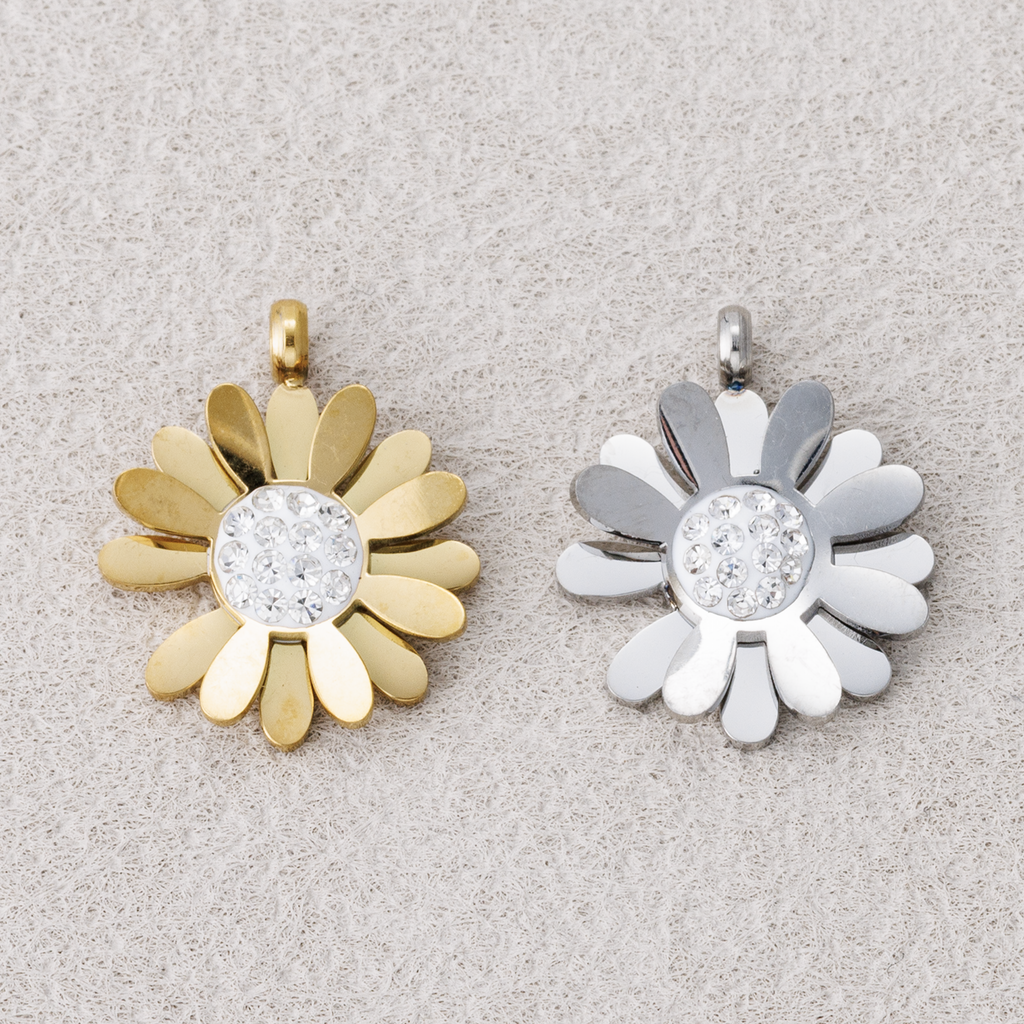 Launch Promo: 24K Gold PVD Stainless Steel Blooming Sunflower Charm in Gold & Silver | Sold Each