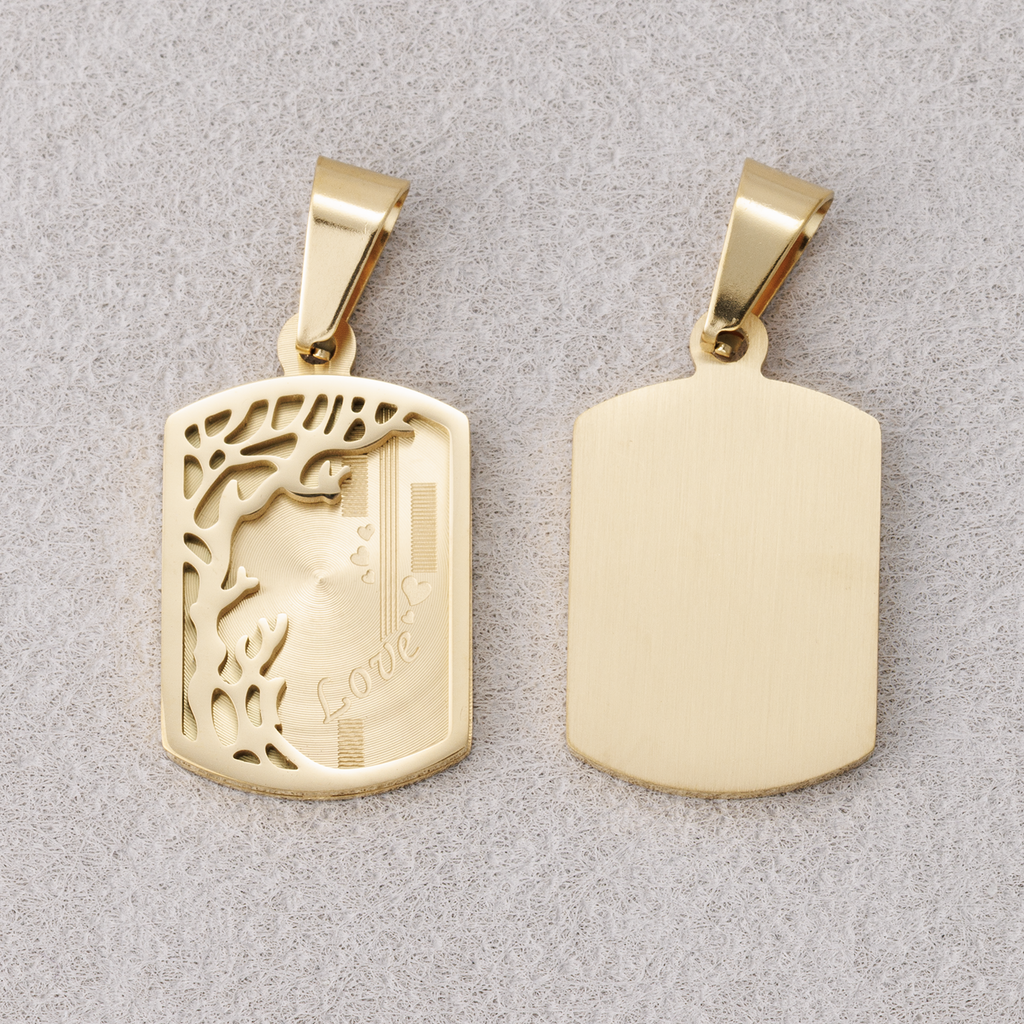 Launch Promo: 24K Gold PVD Stainless Steel Love Season military Tag Pendant in Gold & Silver | Sold Each