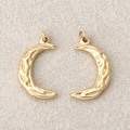 Launch Promo: 14K Gold PVD Stainless Steel Hammered Crescent Moon Charm | Sold Each