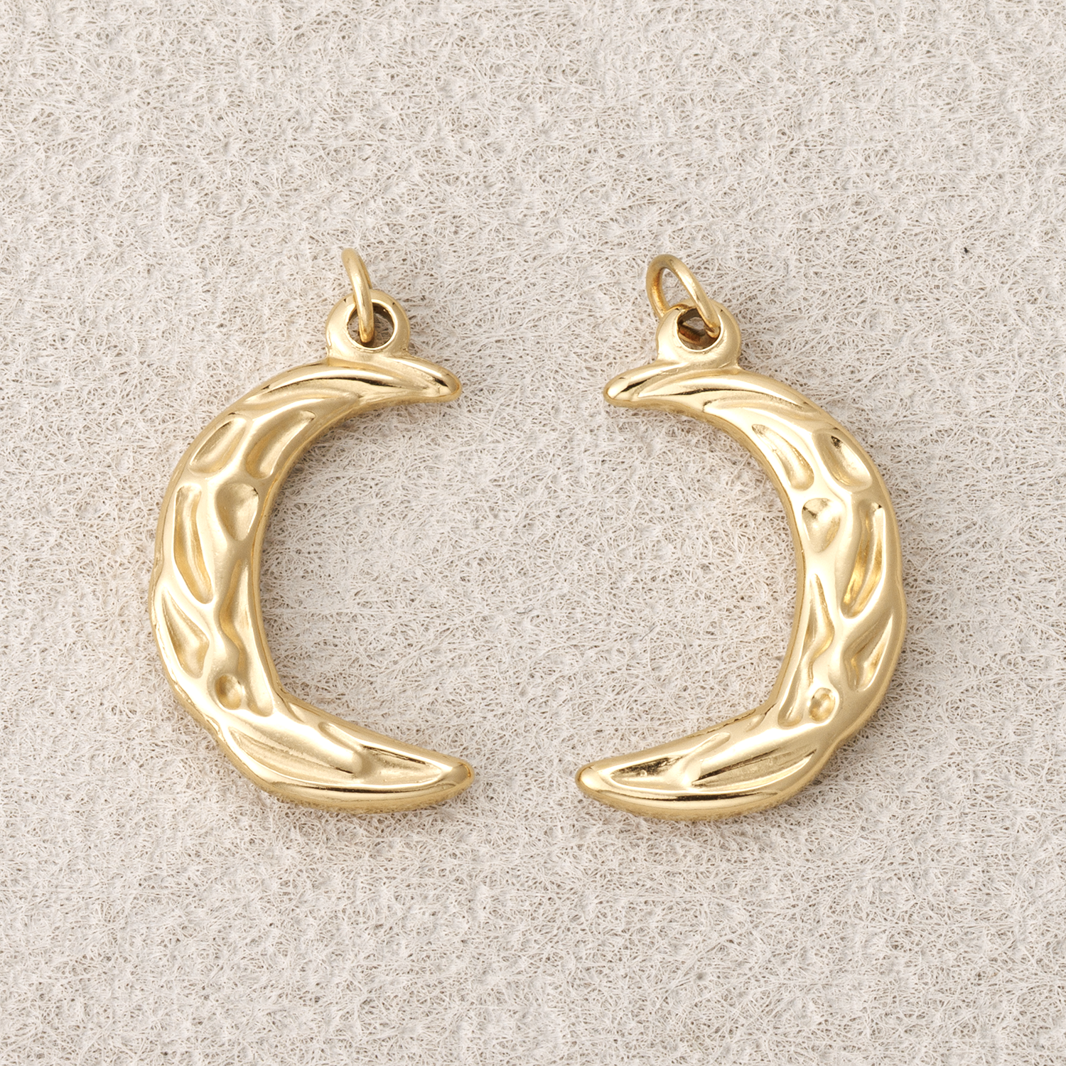 Launch Promo: 14K Gold PVD Stainless Steel Hammered Crescent Moon Charm | Sold Each