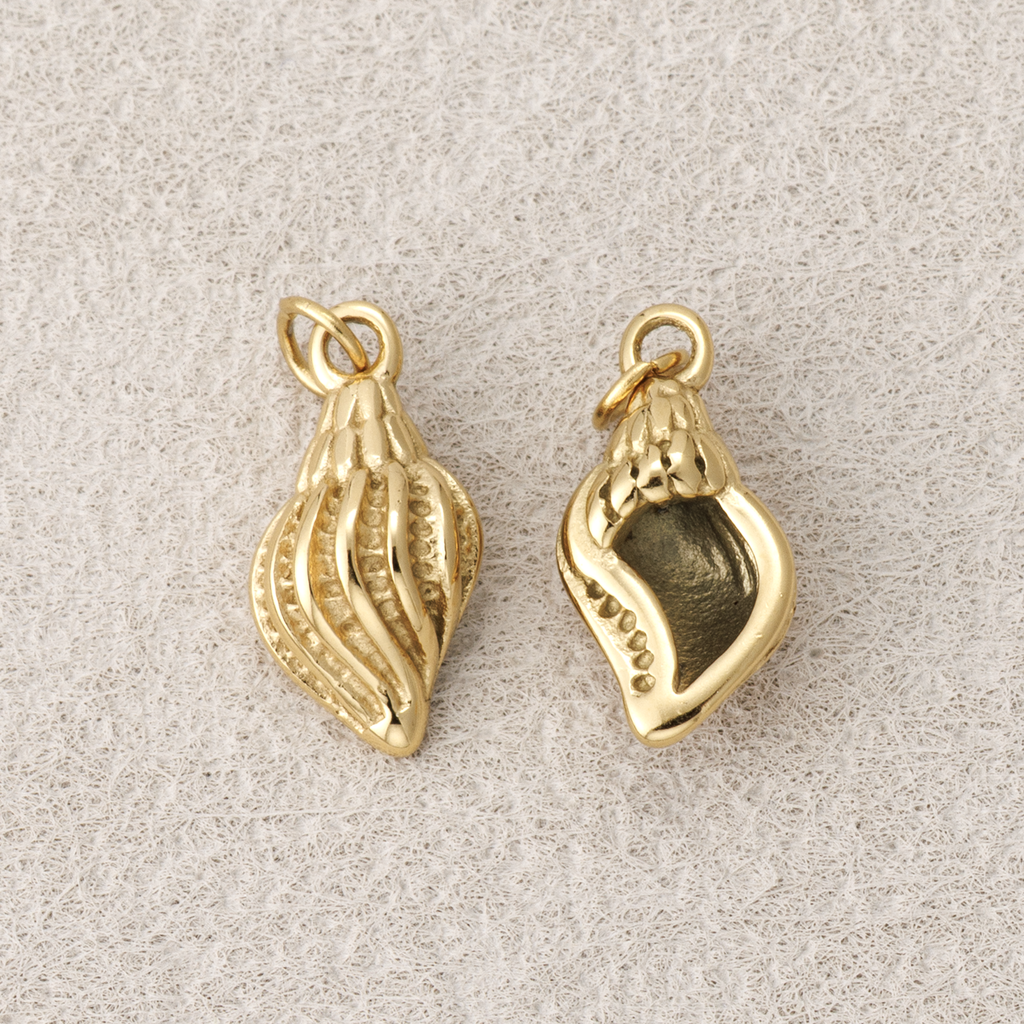 Launch Promo: 14K Gold PVD Stainless Steel Ocean Spiral Conch Shell Charm | Sold Each