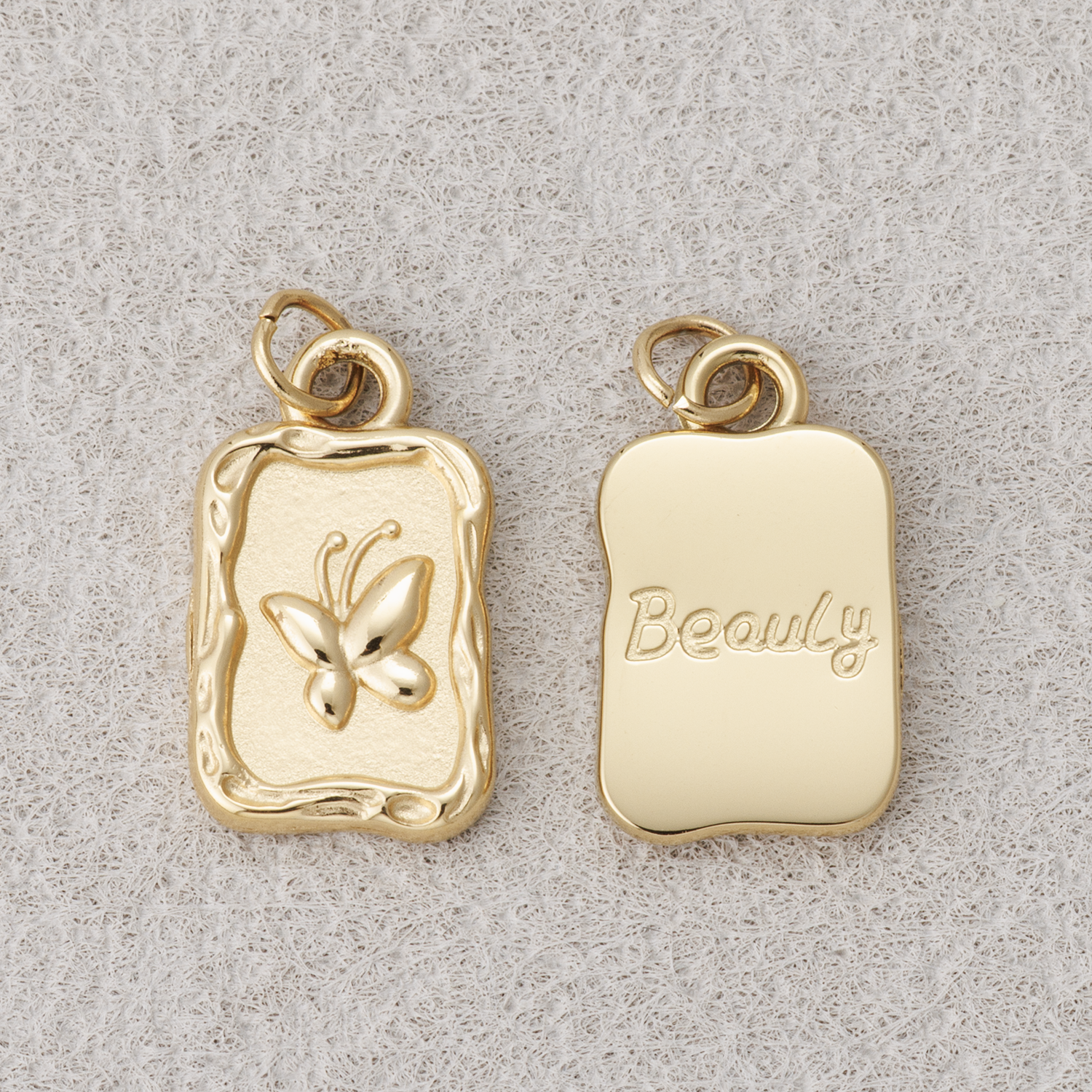 Launch Promo: 14K Gold PVD Stainless Steel Butterfly Mariposa Tag Pendant | Sold Each