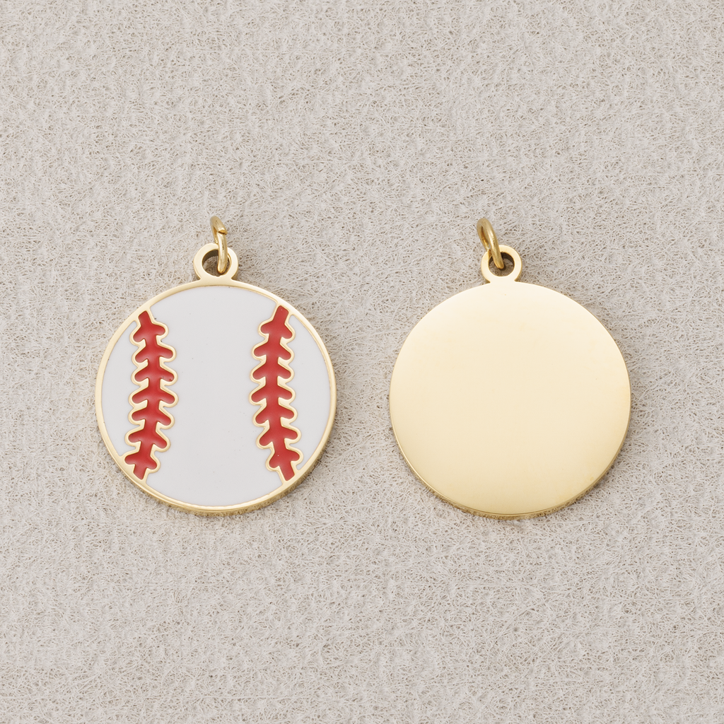 Launch Promo: 14K Gold PVD Stainless Steel Baseball Sport Enamel Charm | Sold Each