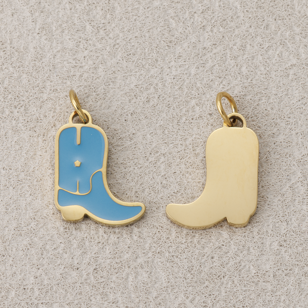 Launch Promo: 14K Gold PVD Stainless Steel Blue & Pink Star Boots Enamel Charm | Sold Each