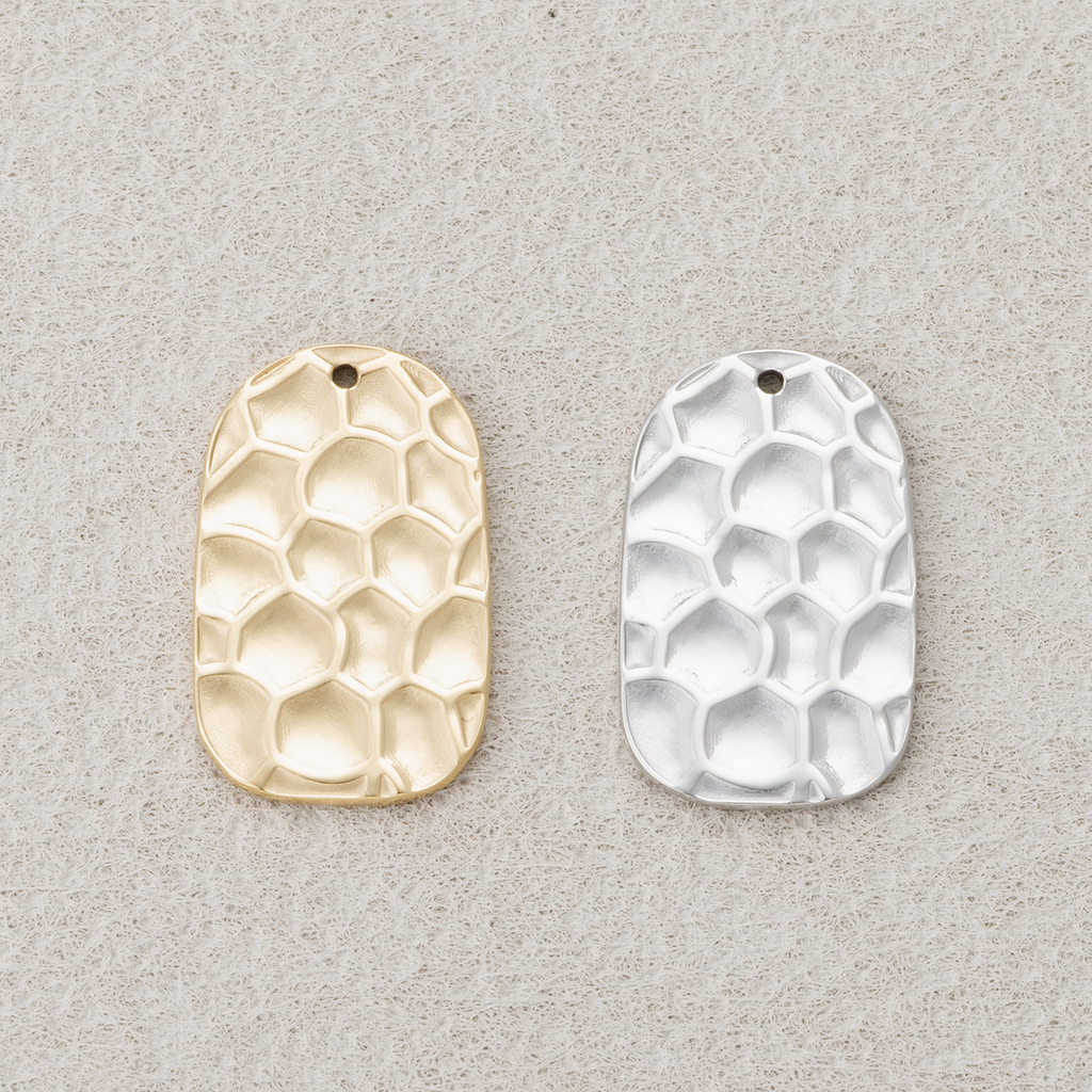 Launch Promo: 24K Gold PVD Stainless Steel Oval Hammered Geometric Medallion Pendant | Sold Each