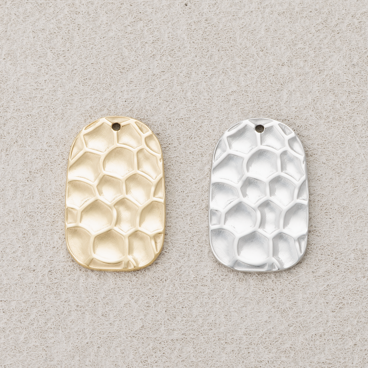 Launch Promo: 24K Gold PVD Stainless Steel Oval Hammered Geometric Medallion Pendant | Sold Each