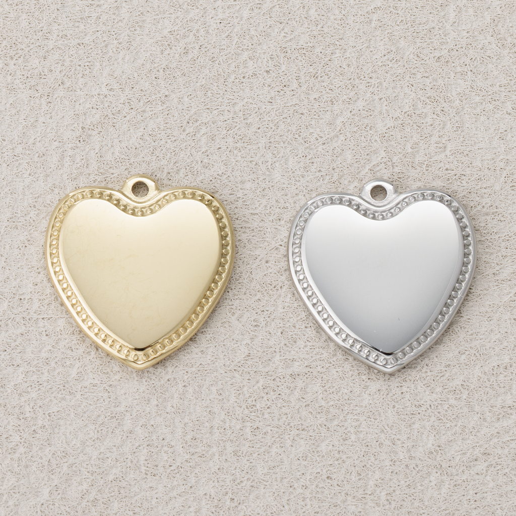 Launch Promo: 24K Gold PVD Stainless Steel Vintage Beaded Heart Pendant | Sold Each