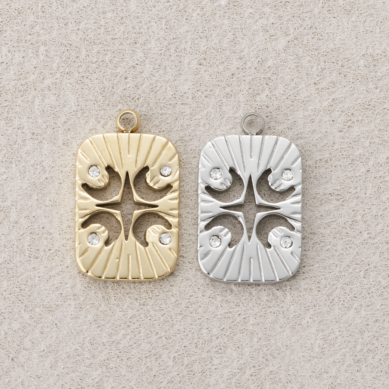Launch Promo: Gold PVD Stainless Steel Star & Moon Rectangular Medallion Pendant | Sold Each