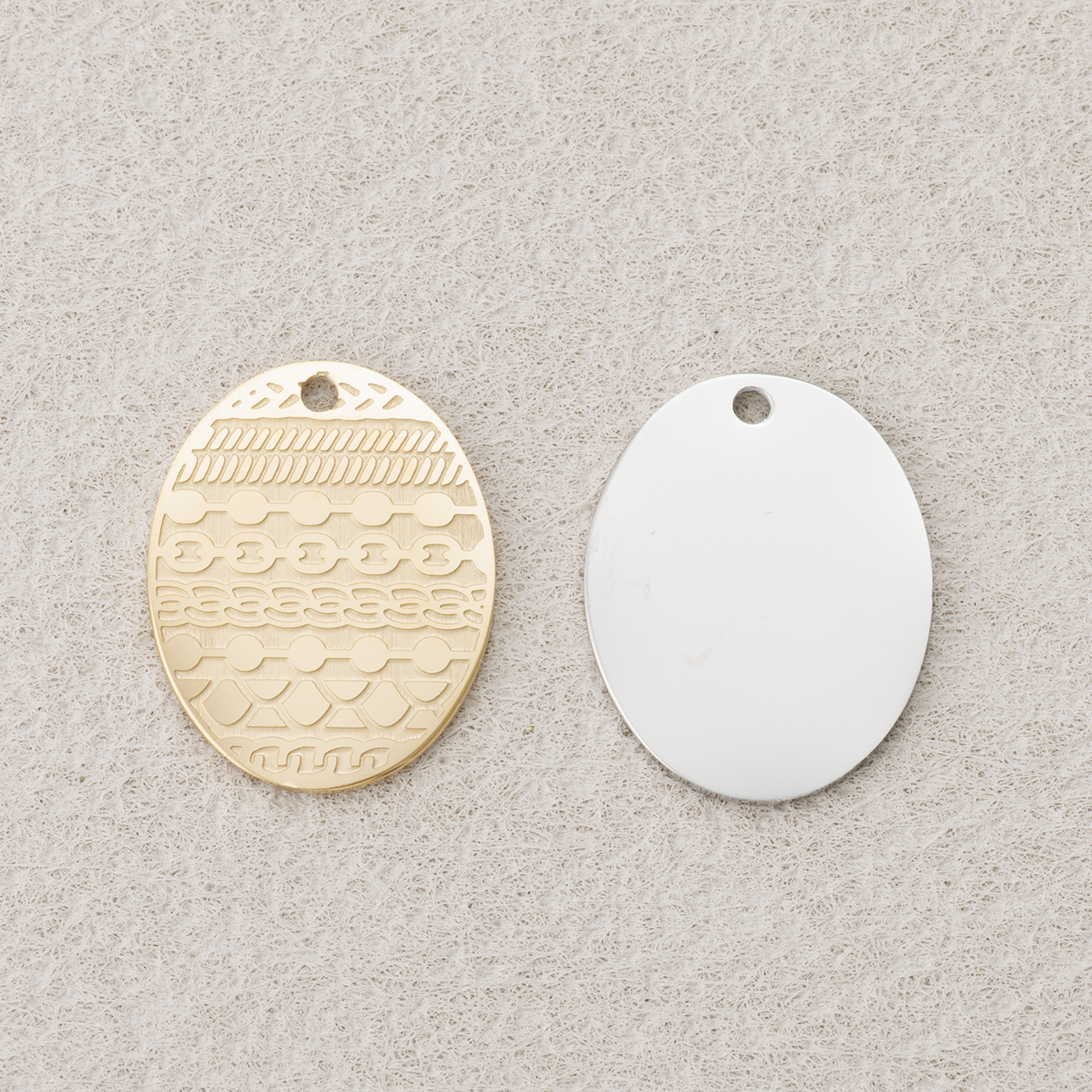 Launch Promo: 24K Gold PVD Stainless Steel Vintage Engraved Texture Oval Medallion Pendant | Sold Each