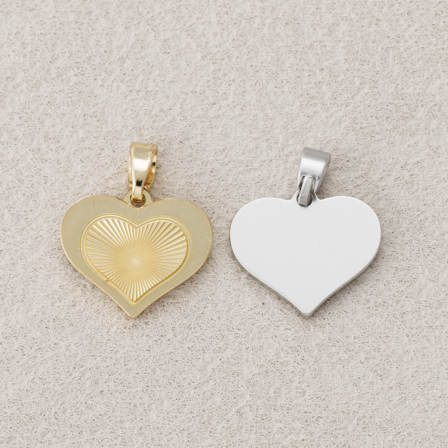 Launch Promo: 14K Gold PVD Stainless Steel Sunburst Love Heart Pendant In Gold And Silver | Sold Each