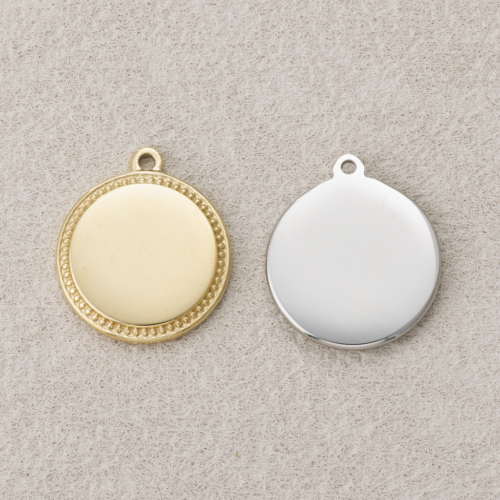 Launch Promo: 24K Gold PVD Stainless Steel Classic Beaded Round Pendant | Sold Each