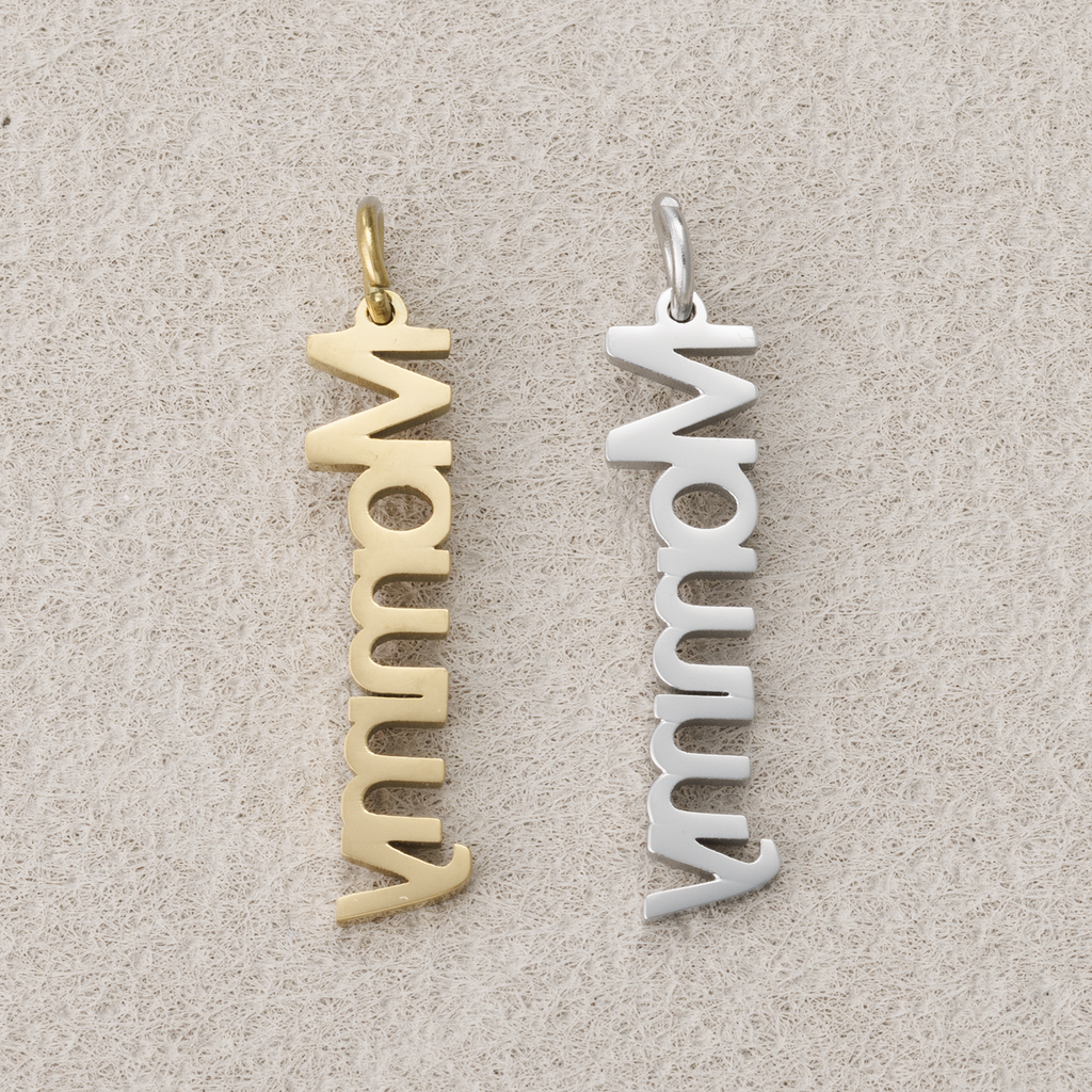Launch Promo: 14K Gold PVD Stainless Steel Minimalist Mommy Lettering Pendant | Sold Each