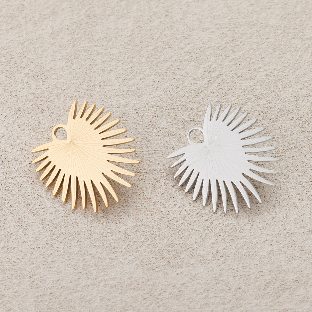 Launch Promo: 24K Gold PVD Stainless Steel Sunburst Heart Medallion Pendant | Sold Each