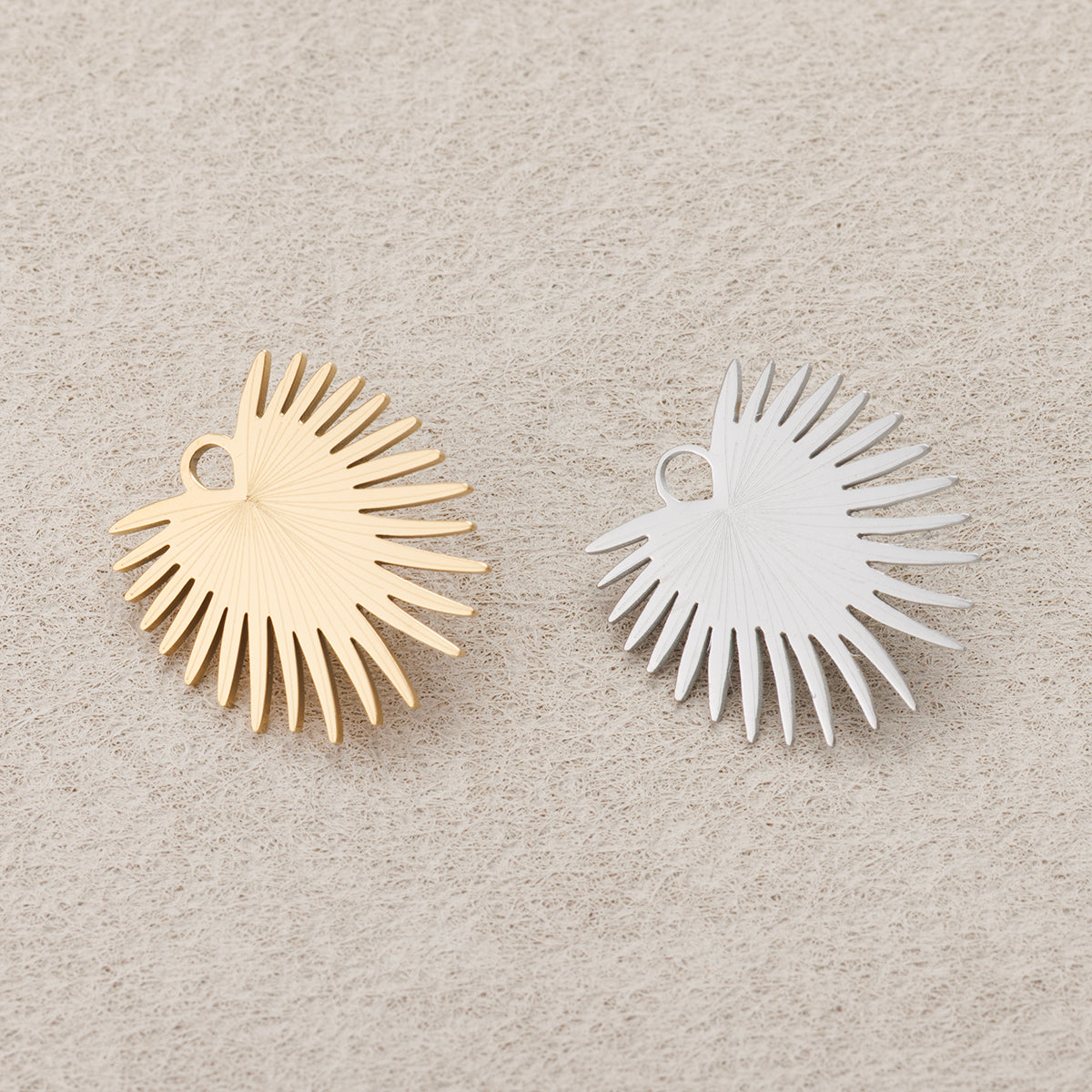 Launch Promo: 24K Gold PVD Stainless Steel Sunburst Heart Medallion Pendant | Sold Each
