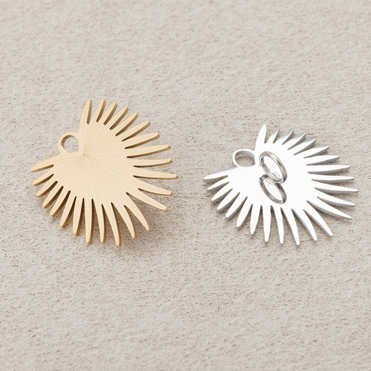 Launch Promo: 24K Gold PVD Stainless Steel Sunburst Heart Medallion Pendant | Sold Each
