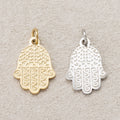 Launch Promo: 24K Gold PVD Stainless Steel Swirl Textured Hamsa Hand Protection Charm | Sold Each
