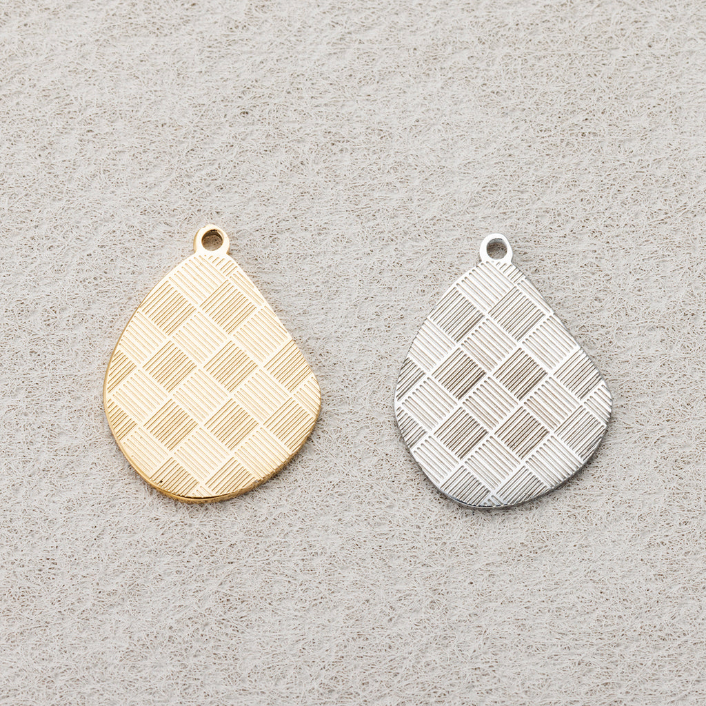 Launch Promo: 24K Gold PVD Stainless Steel Woven Textured Asymmetric Charm | Sold Each