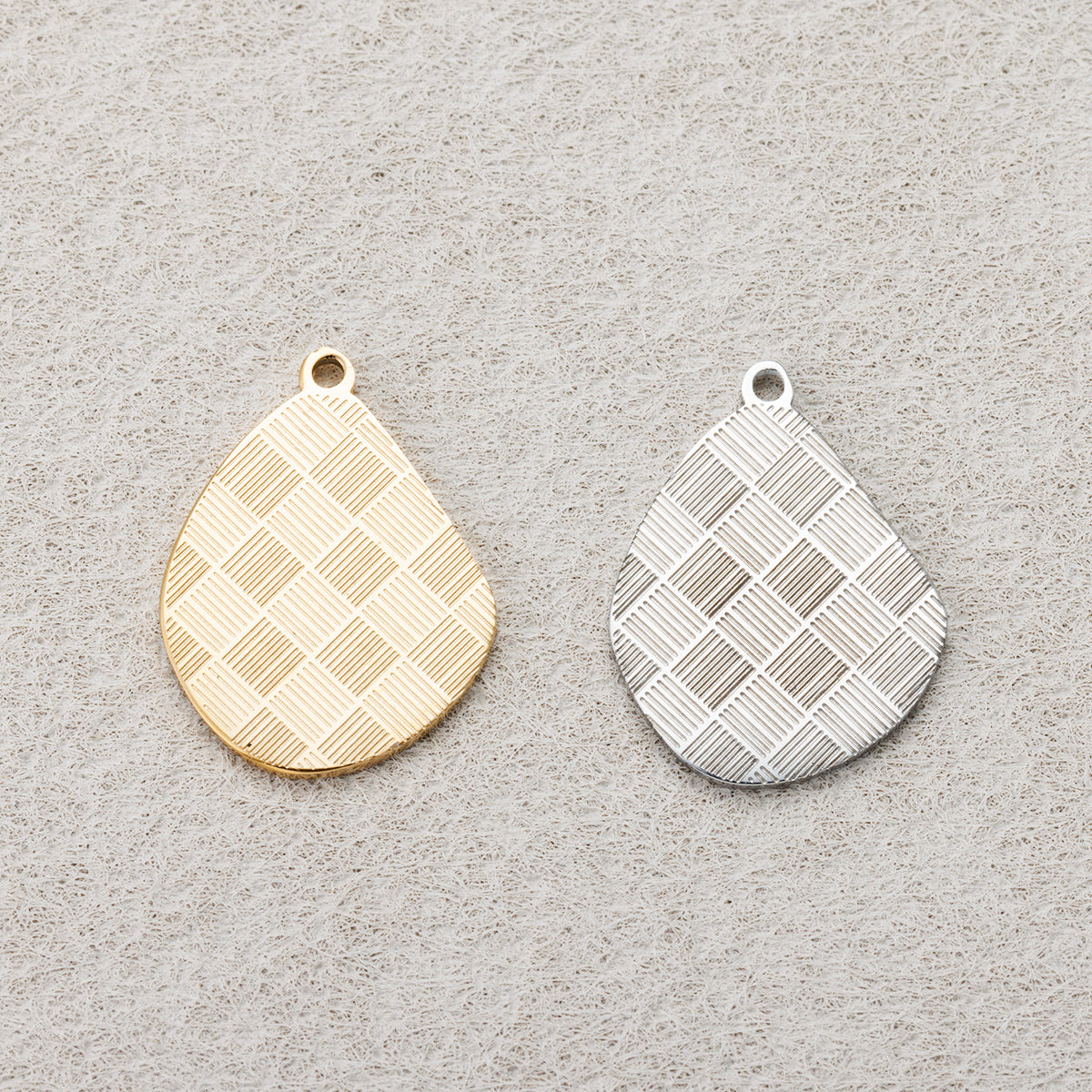Launch Promo: 24K Gold PVD Stainless Steel Woven Textured Asymmetric Charm | Sold Each