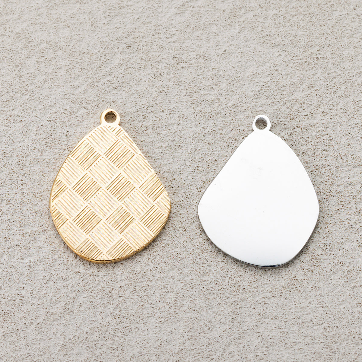 Launch Promo: 24K Gold PVD Stainless Steel Woven Textured Asymmetric Charm | Sold Each