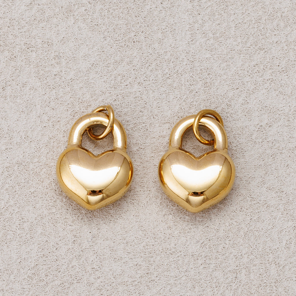 Launch Promo: 14K Gold PVD Stainless Steel Chubby Love Heart Padlock Charm | Sold Each