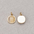 Launch Promo: 14K Gold PVD Stainless Steel Square Moonstone Round Charm | Sold Each
