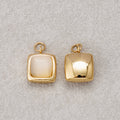 Launch Promo: 14K Gold PVD Stainless Steel Chubby Moonstone Square Charm | Sold Each