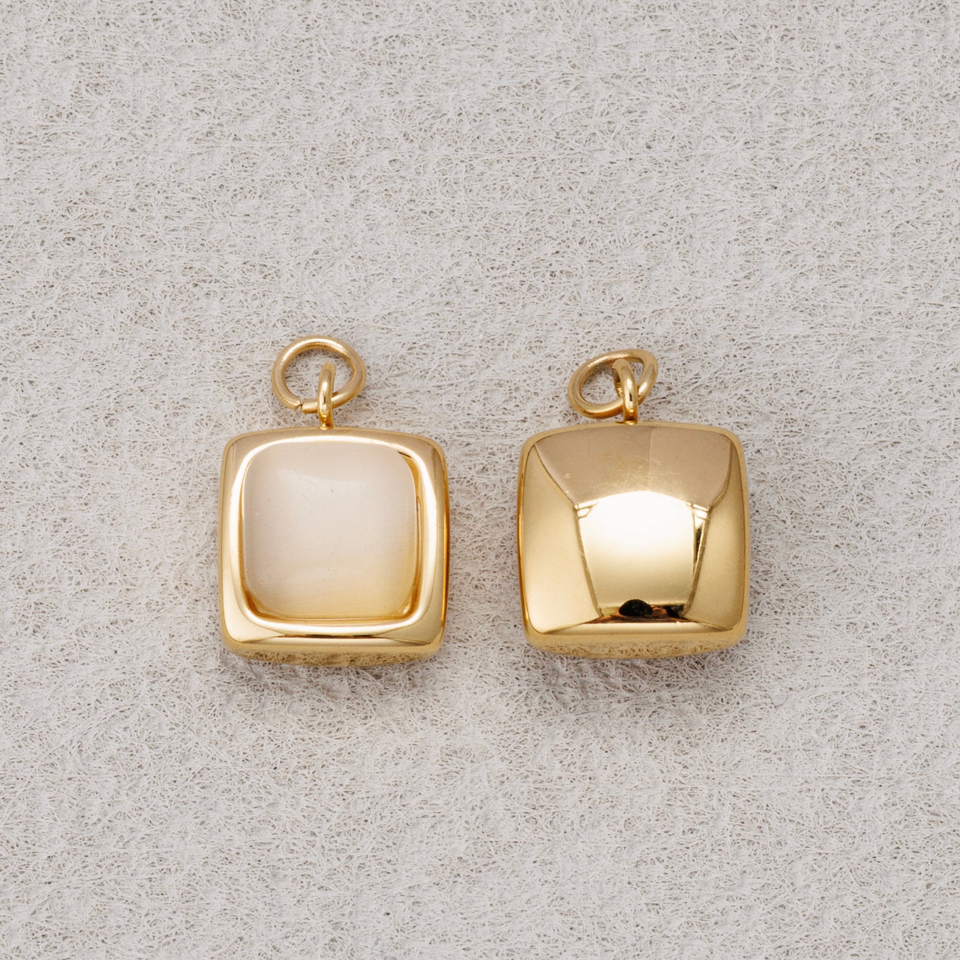 Launch Promo: 14K Gold PVD Stainless Steel Chubby Moonstone Square Charm | Sold Each