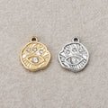 Launch Promo: 24K Gold PVD Stainless Steel Clear CZ Hammered Evil Eye Charm | Sold Each