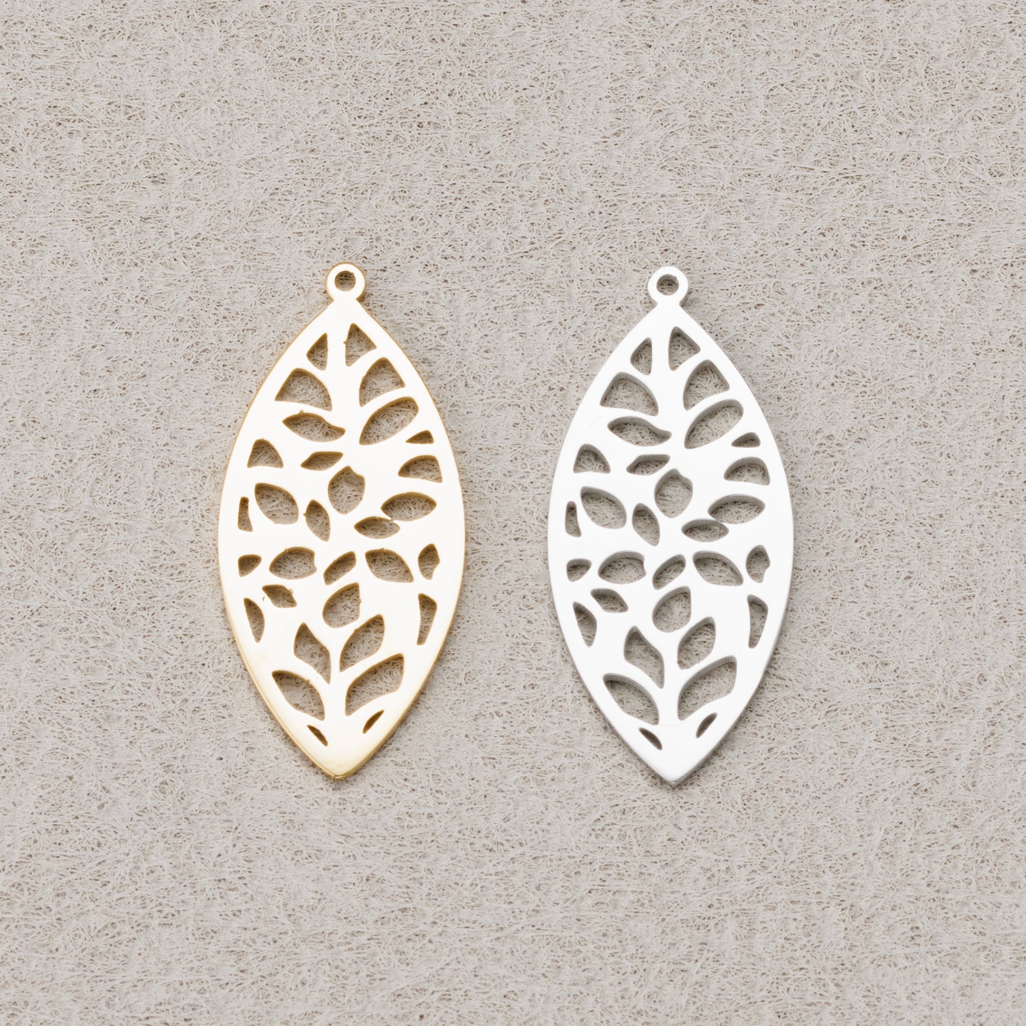 Launch Promo: 24K Gold PVD Stainless Steel Filigree Leaf Pendant | Sold Each