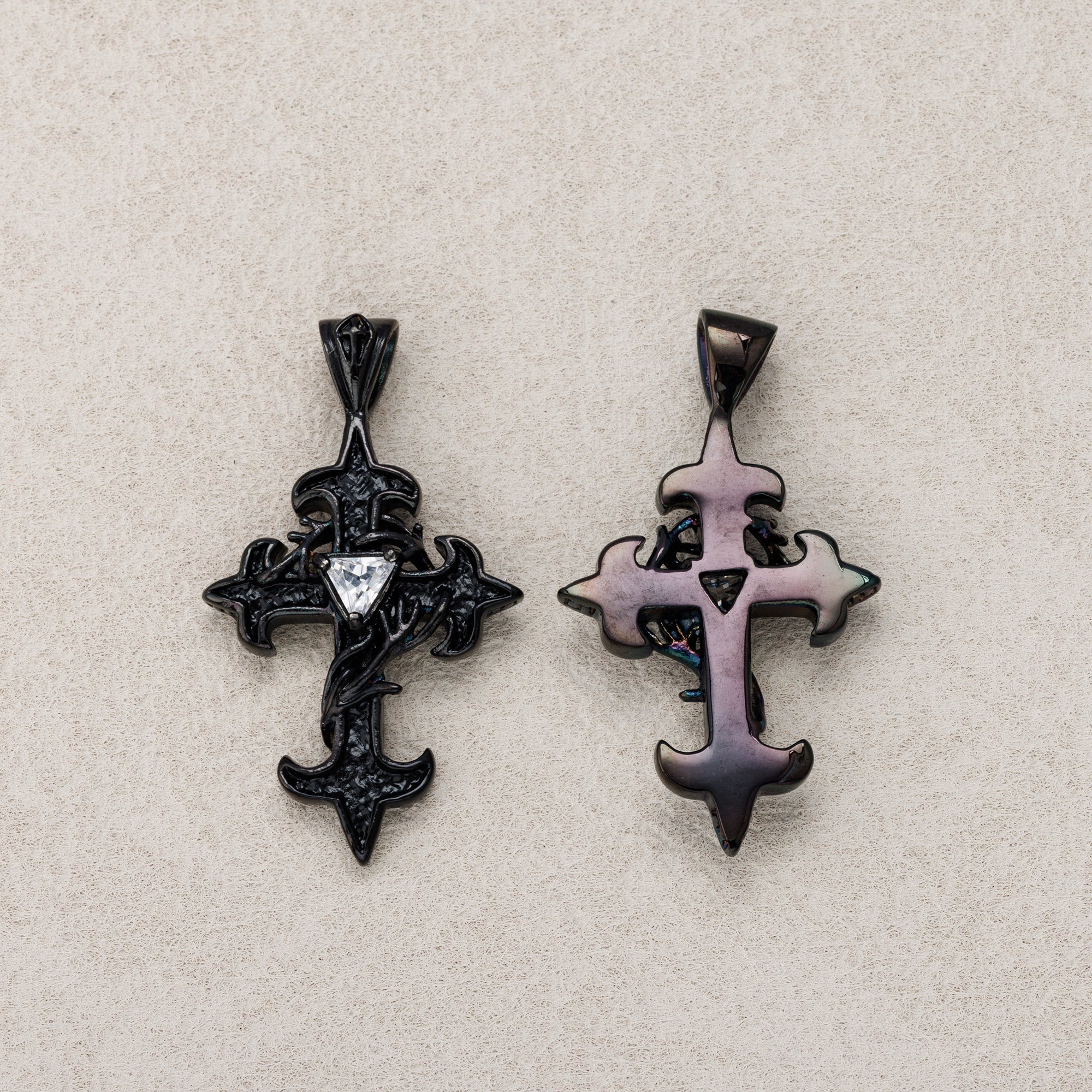 Launch Promo: Stainless Steel Black Gothic Thorn Cross Pendant | Sold Each