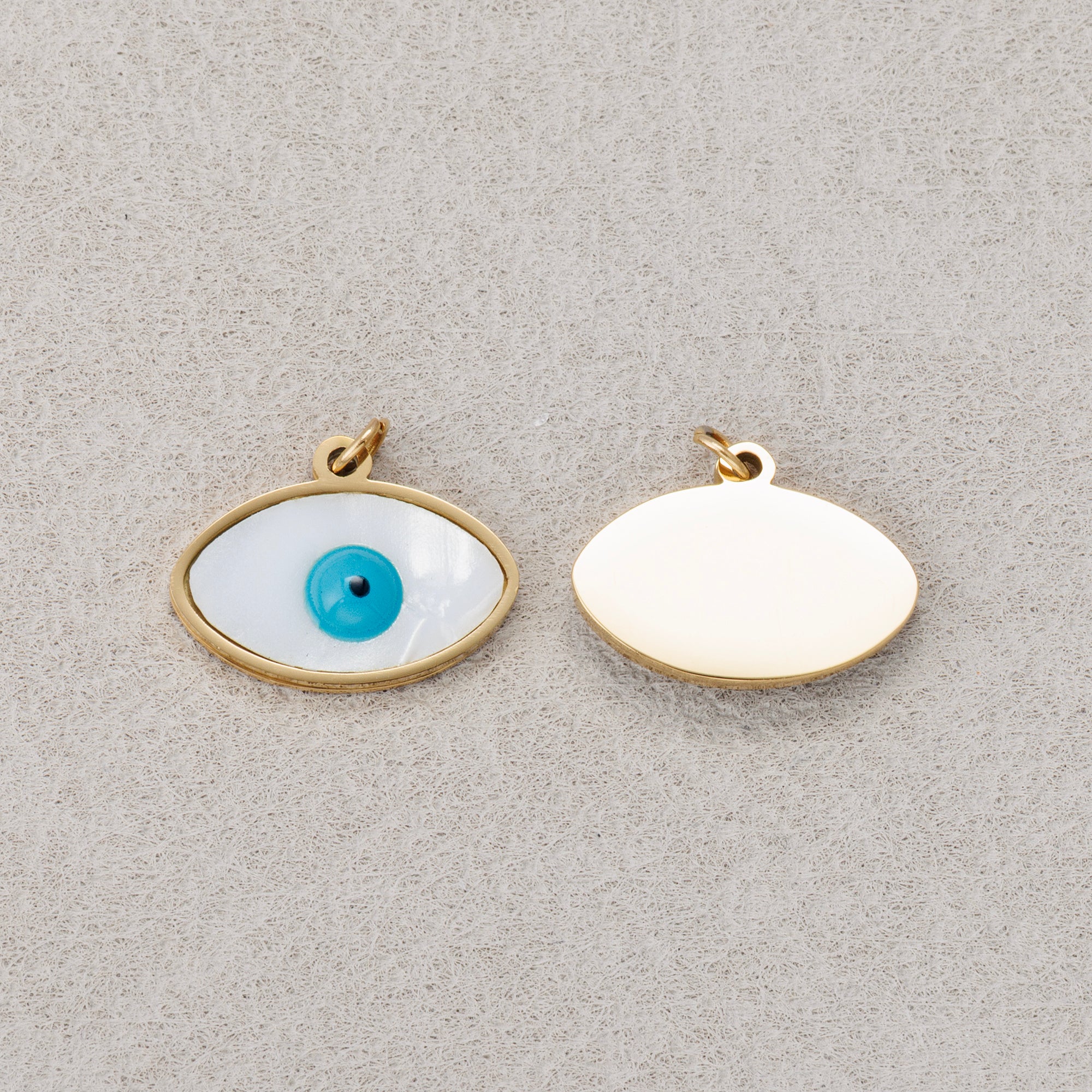 Launch Promo: 14K Gold PVD Stainless Steel Blue and White Evil Eye Charm | Sold Each