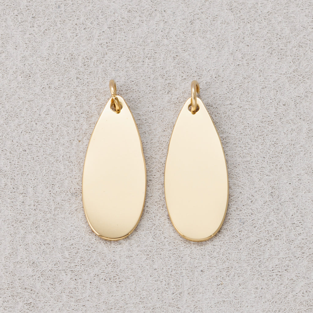 Launch Promo: 14K Gold PVD Stainless Steel Plain Teardrop Tag Charm | Sold Each