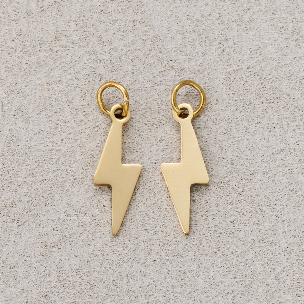 Launch Promo: 14K Gold PVD Stainless Steel Plain Lightning Bolt Charm | Sold Each