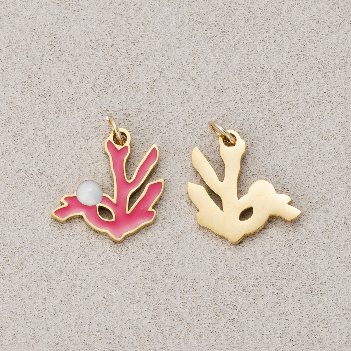 Launch Promo: 24K Gold PVD Stainless Steel Pink Ocean Coral Reef Enamel Charm | Sold Each