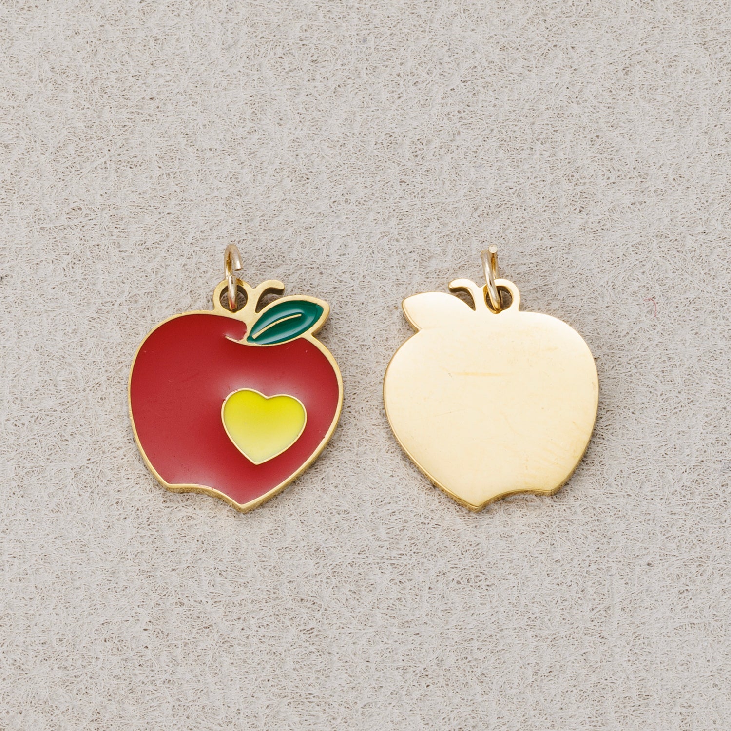 Launch Promo: 24K Gold PVD Stainless Steel Red Heart Apple Enamel Charm | Sold Each