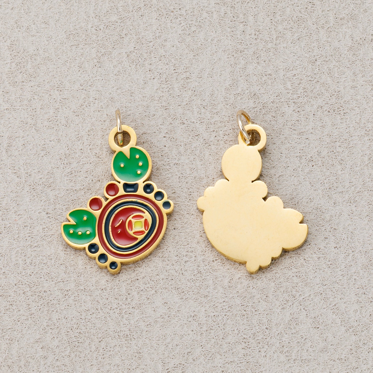 Launch Promo: 24K Gold PVD Stainless Steel Green Red Ocean Crab Enamel Charm | Sold Each