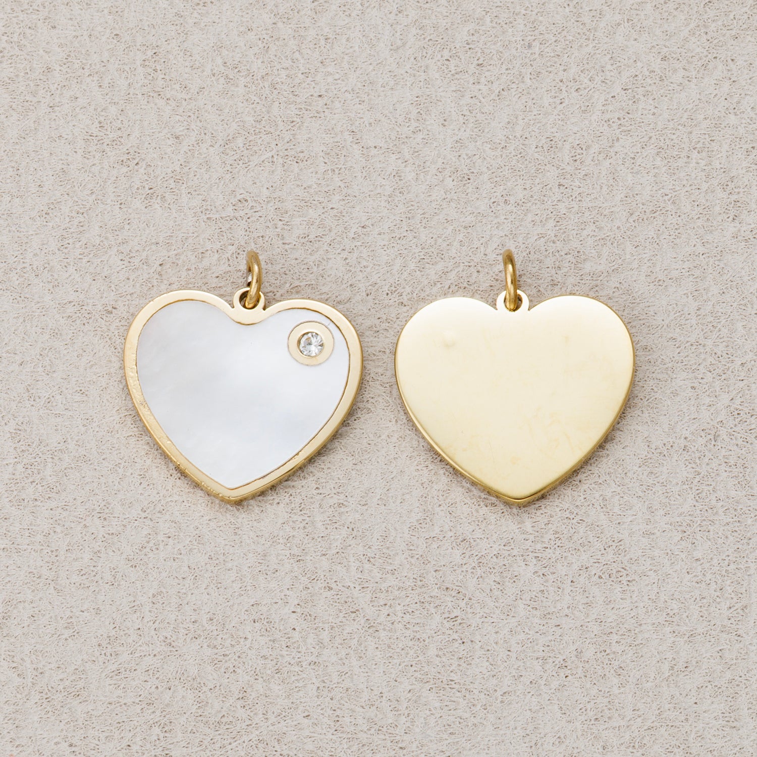 Launch Promo: 14K Gold PVD Stainless Steel Mother Of Pearl Love Heart Charm | Sold Each