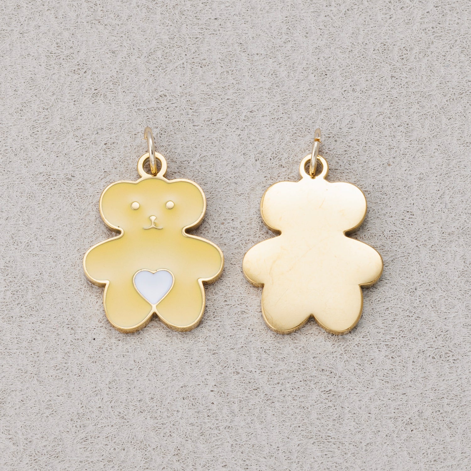Launch Promo: 24K Gold PVD Stainless Steel Cute Heart Teddy Bear Doll Enamel Charm | Sold Each