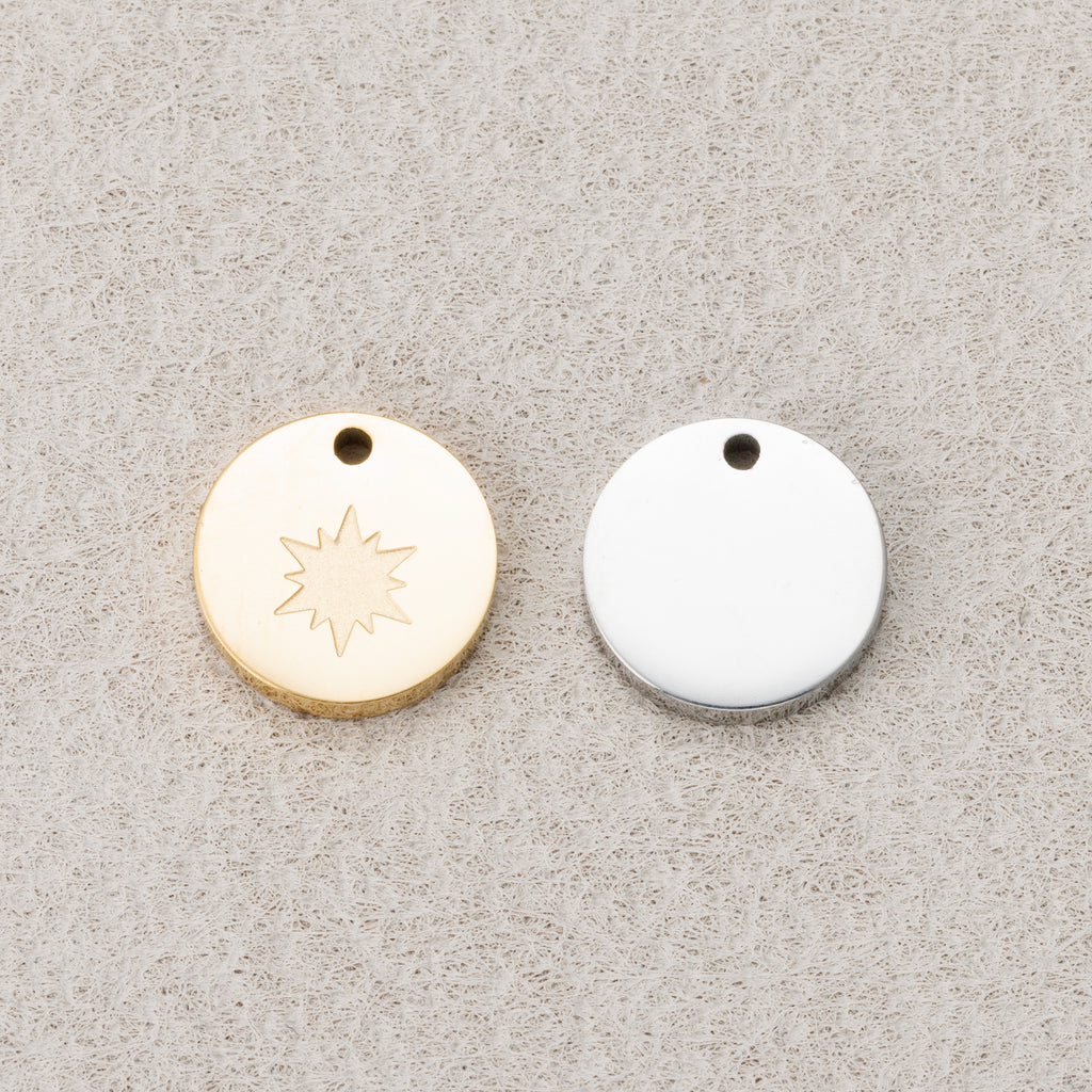 Launch Promo: 24K Gold PVD Stainless Steel Mini Sunburst Coin Charm in Gold & Silver | Sold Each
