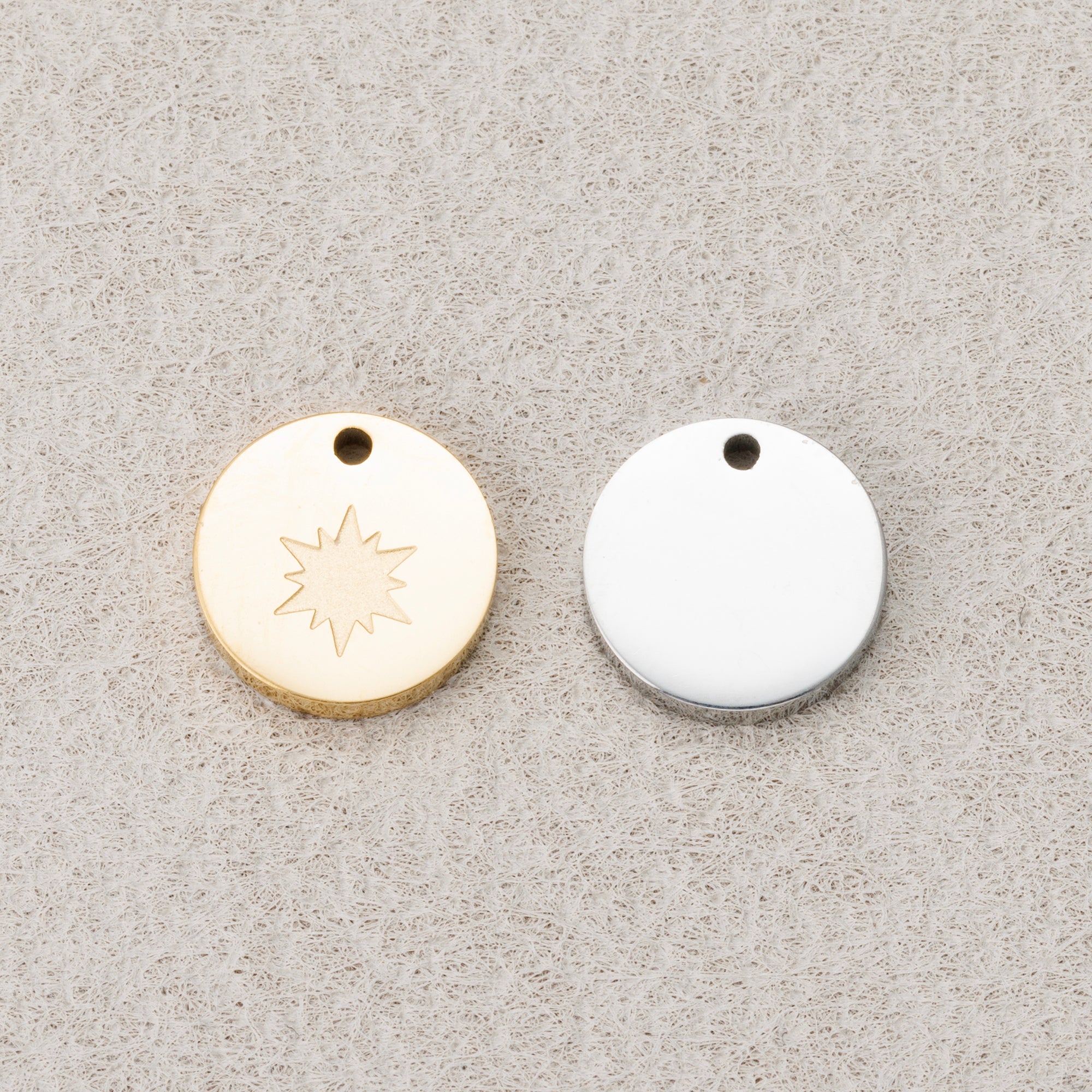 Launch Promo: 24K Gold PVD Stainless Steel Mini Sunburst Coin Charm in Gold & Silver | Sold Each