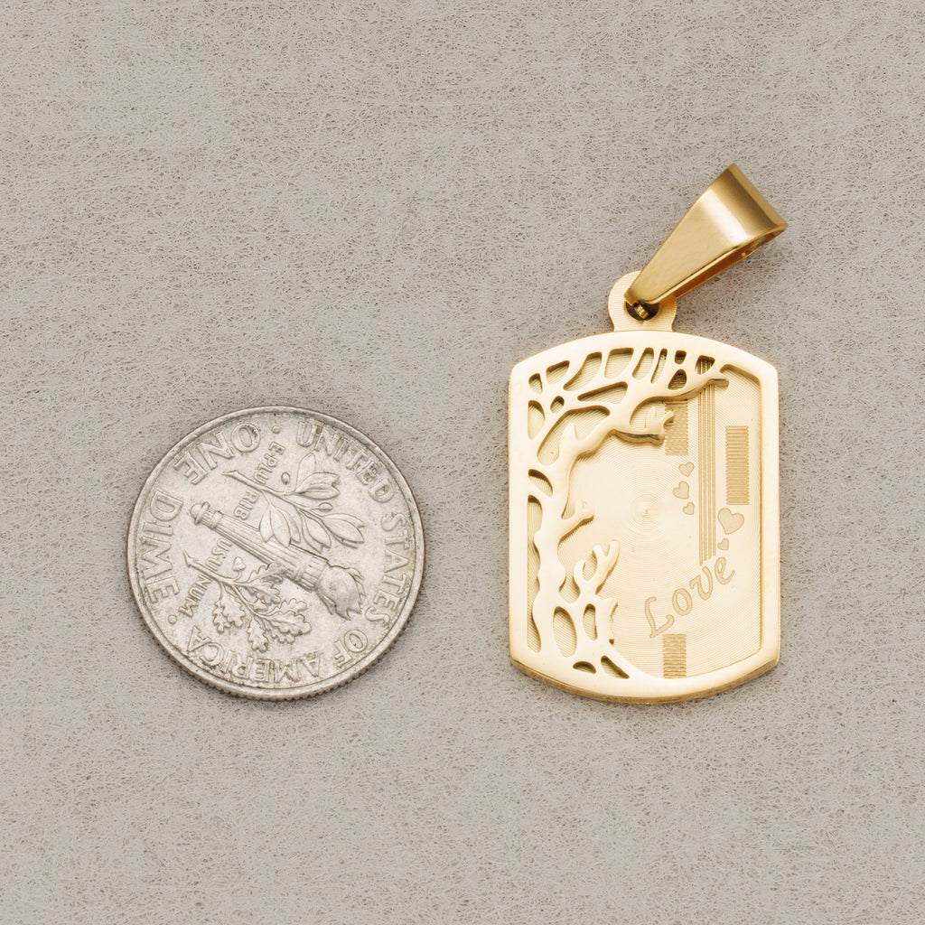 Launch Promo: 24K Gold PVD Stainless Steel Love Season military Tag Pendant in Gold & Silver | Sold Each